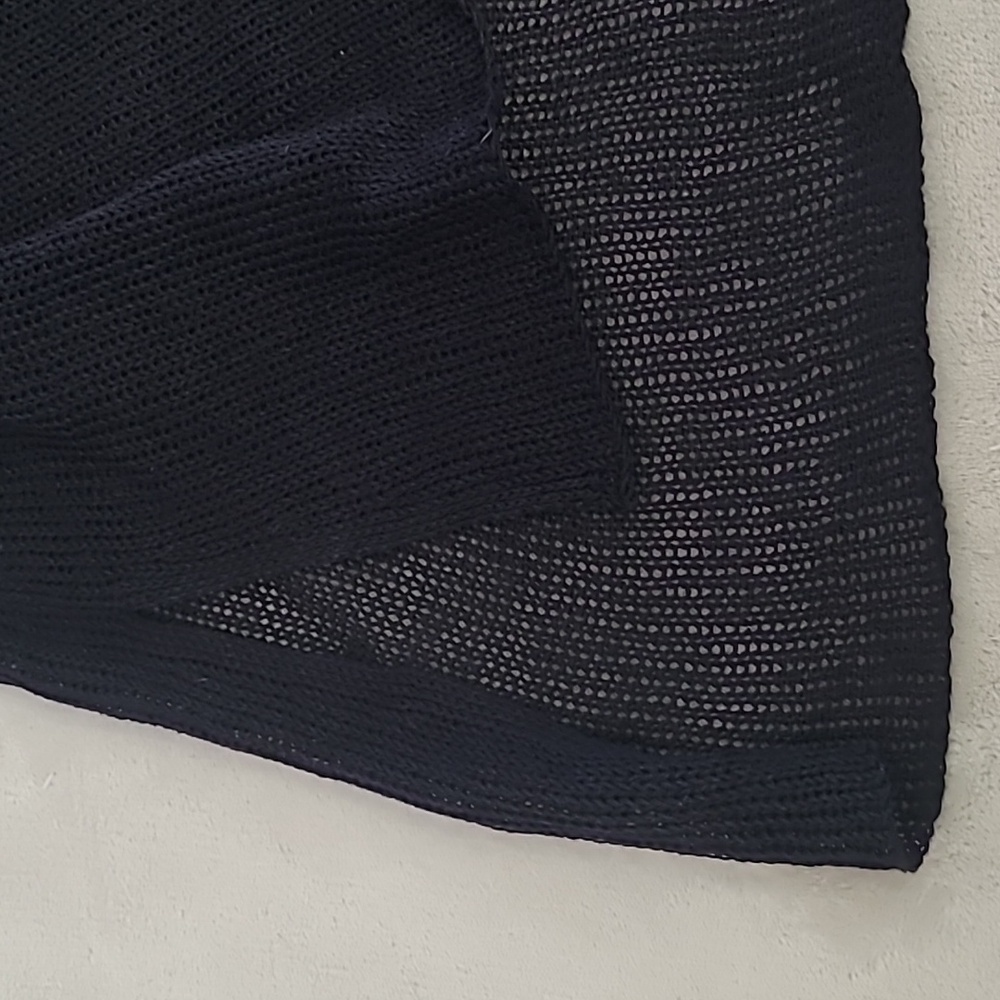 Eileen Fisher Linen Open Knit Sweater Tunic Top Navy Blue Large Minimalist Boho - Picture 10 of 13